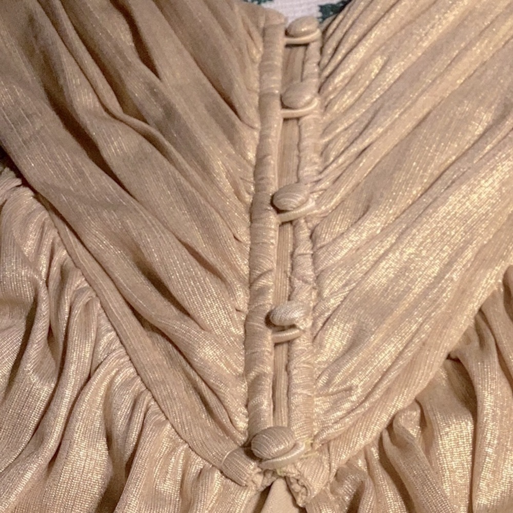 VERB by Pallavi Singhee Elegant HALTER Gold Pleated Dress - Picture 11 of 16